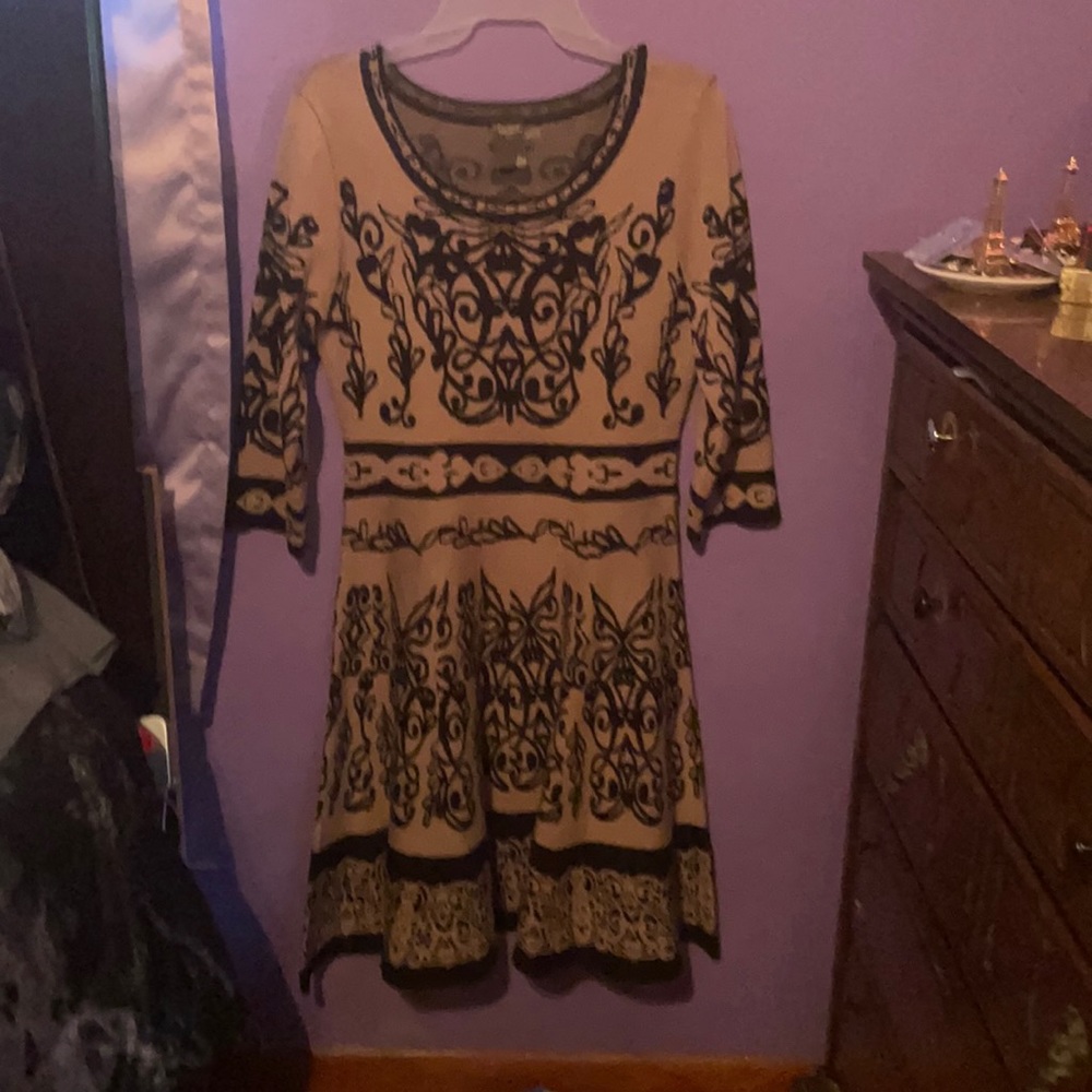 Black and brown sweater dress
